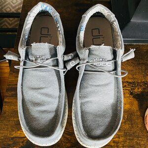 Hey Dude Wally Shoes, Grey Canvas w/Speckled Outsole; M 10/EU 43